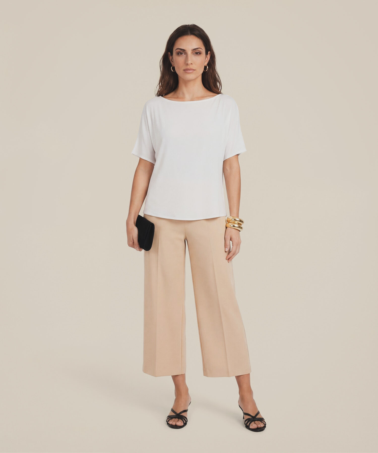 Blusa Fluida de Cuello Bote para Mujer