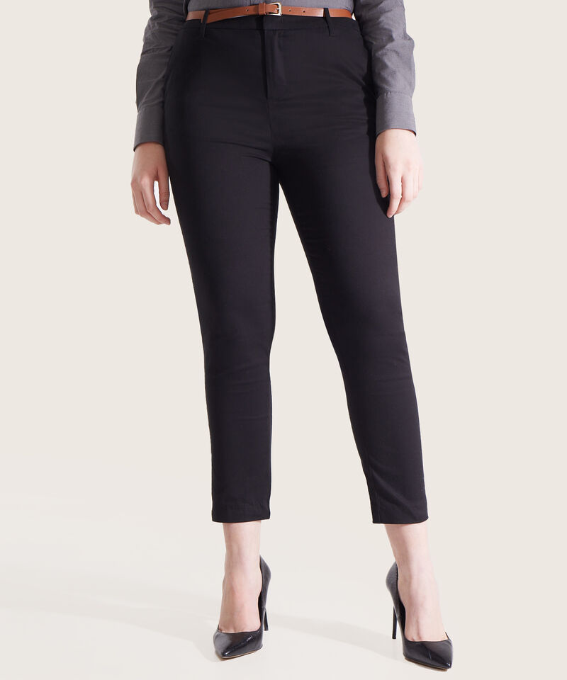 Pantalon Chino Unicolor Con Cinturon
