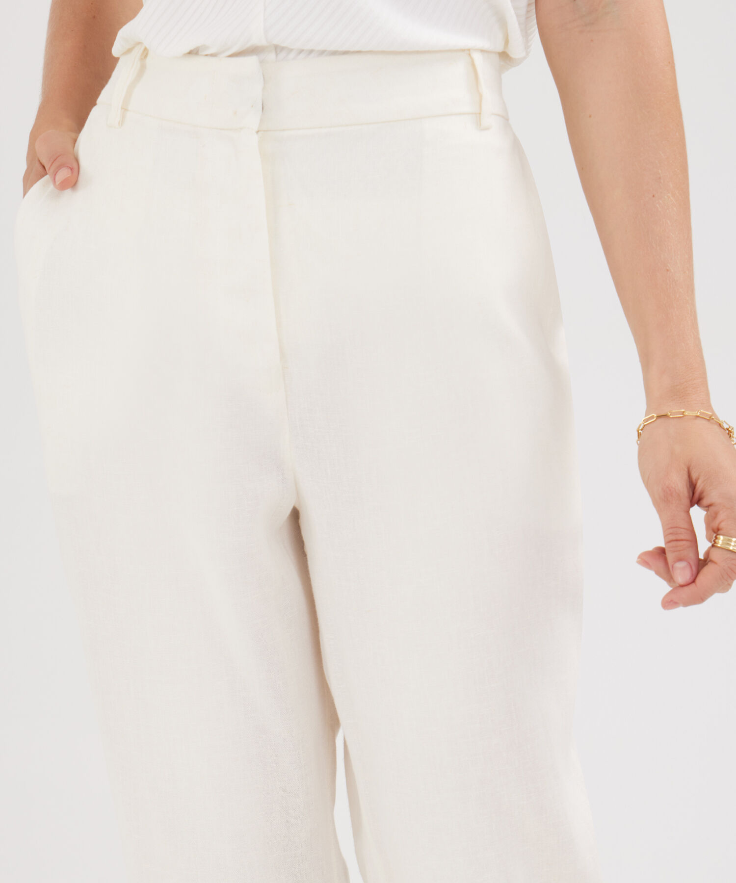 Pantalón Clásico Unicolor En Lino