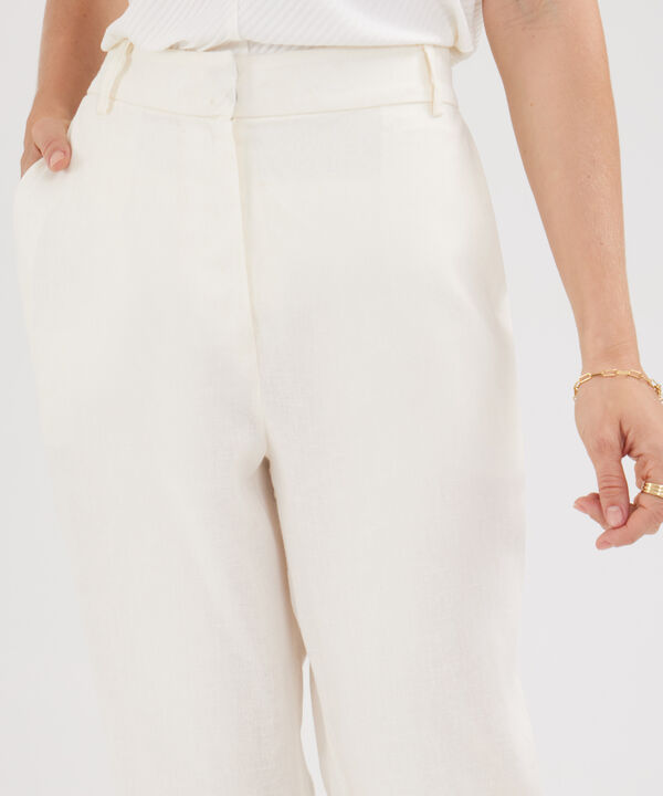 Pantalón Clásico Unicolor En Lino image number null