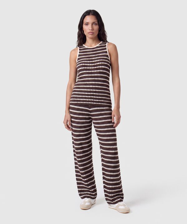 Pantal&oacute;n De Punto Acanalado Recto Para Mujer