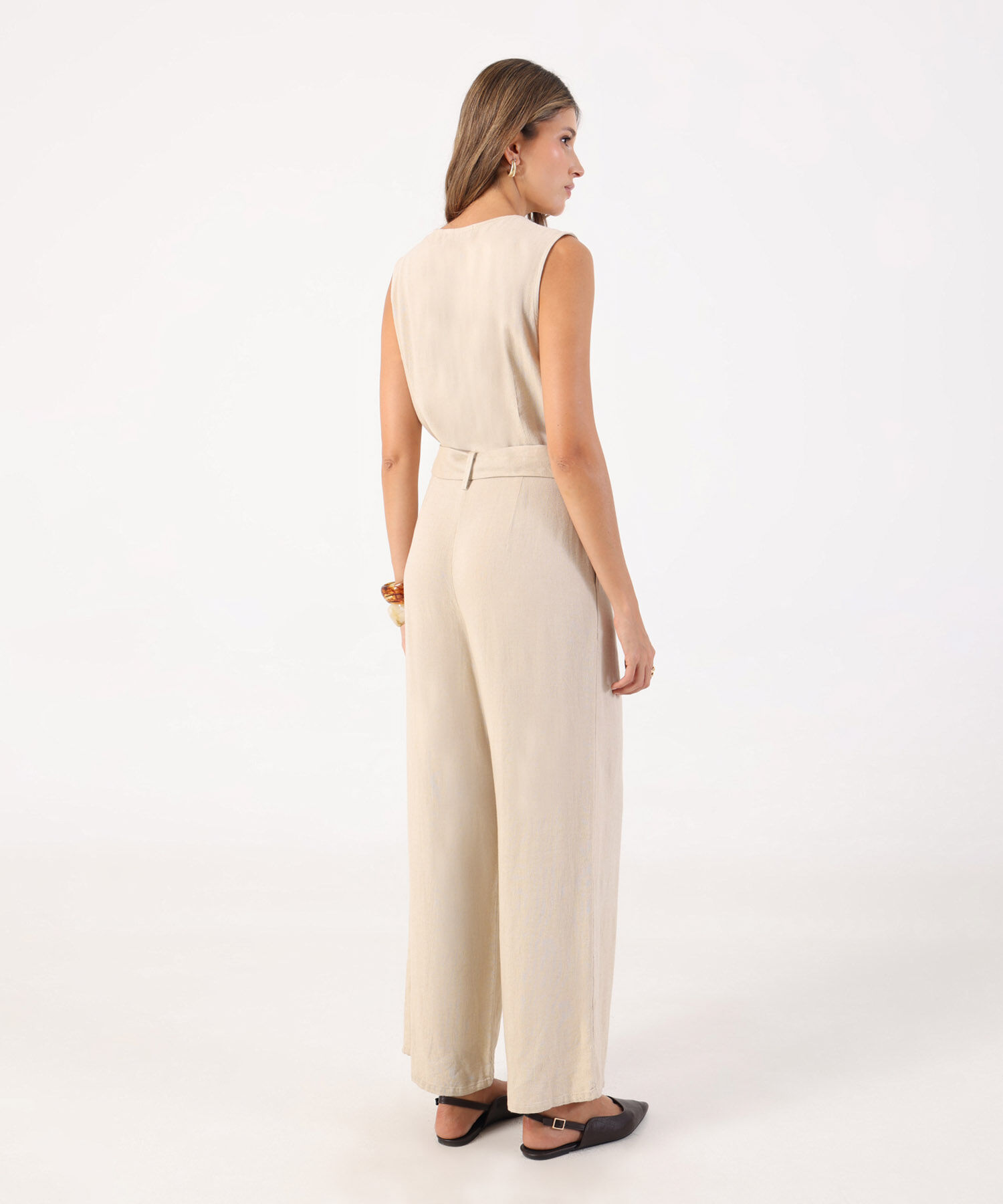 Enterizo Largo con Cintur&oacute;n y Perilla de Botones para Mujer