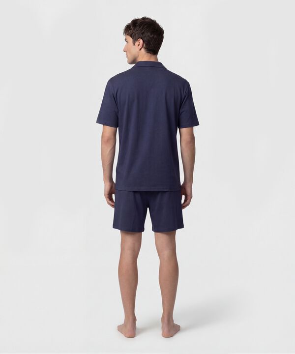 Pijama Unicolor Con Cuello Camisero Para Hombre