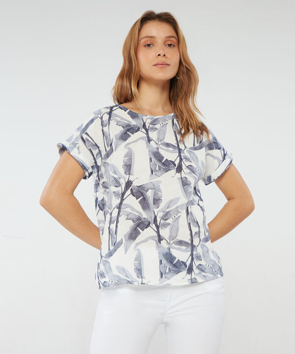Blusa Manga Corta Corrida Estampada