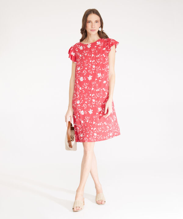 Vestido Estampado Manga Corta Con Vuelo