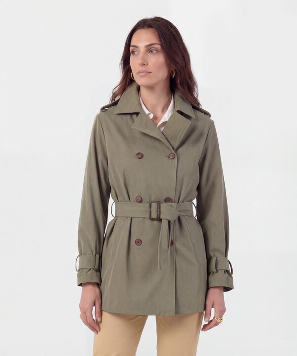 Chaqueta Trench Con Cintur&oacute;n Para Mujer