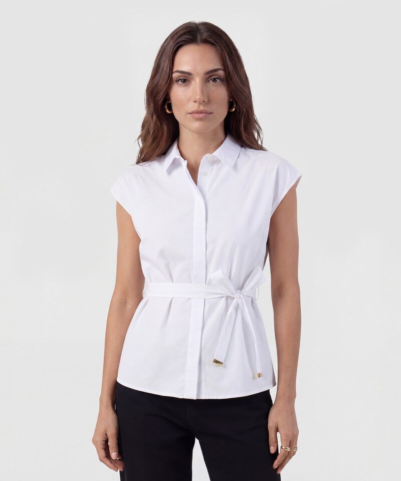 Camisa Minimalista Con Lazo Para Mujer