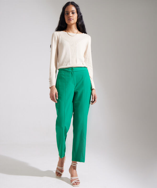 Pantalón Clásico Unicolor Con Vena