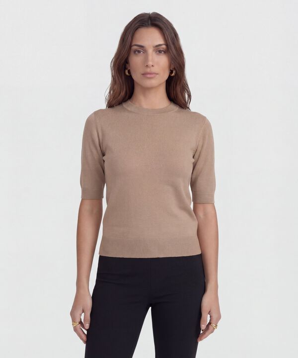 Camiseta Unicolor Manga Corta para Mujer image number null