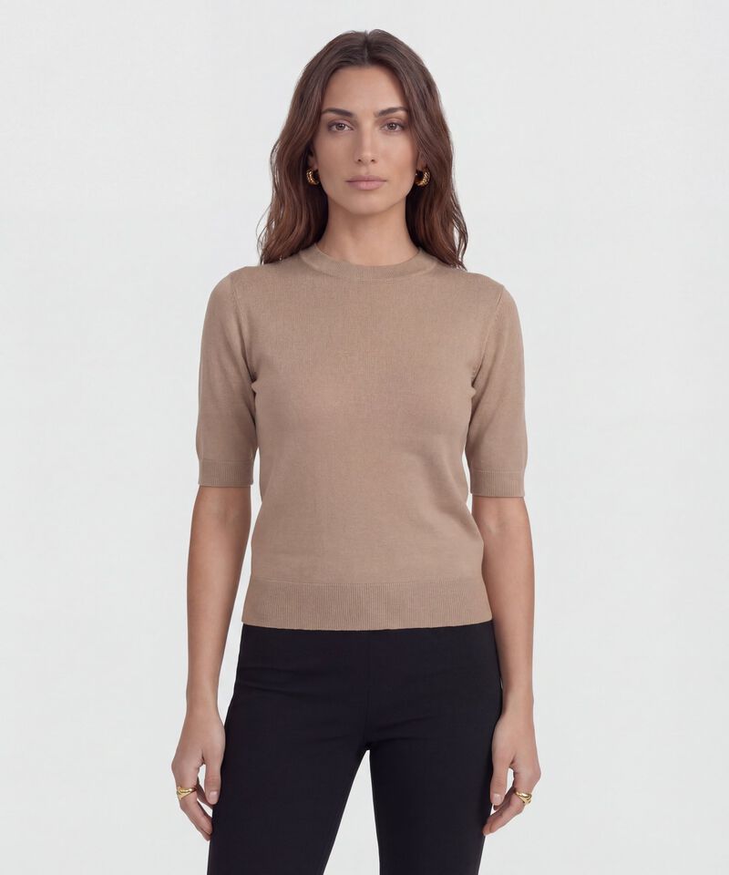 Camiseta Unicolor Manga Corta para Mujer