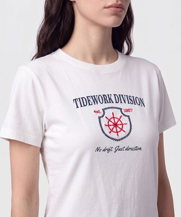 Camiseta Cuello Redondo Con Rib Para Mujer