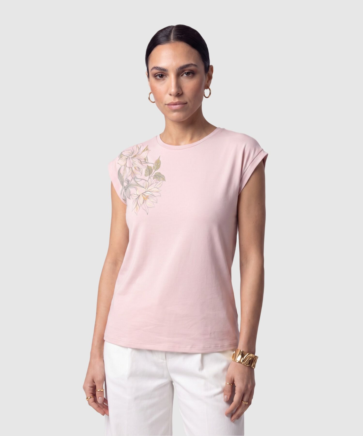 Camiseta Estampada Manga Corta Para Mujer