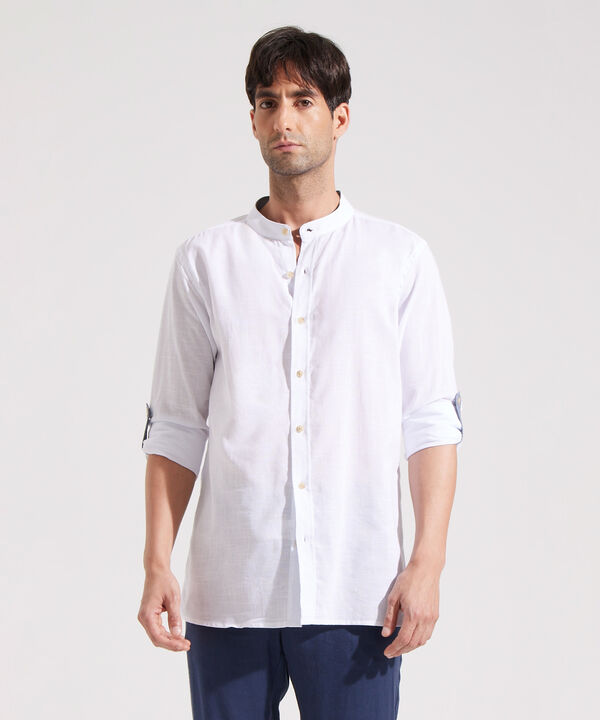 Camisa Manga Larga con Cuello Mao image number null