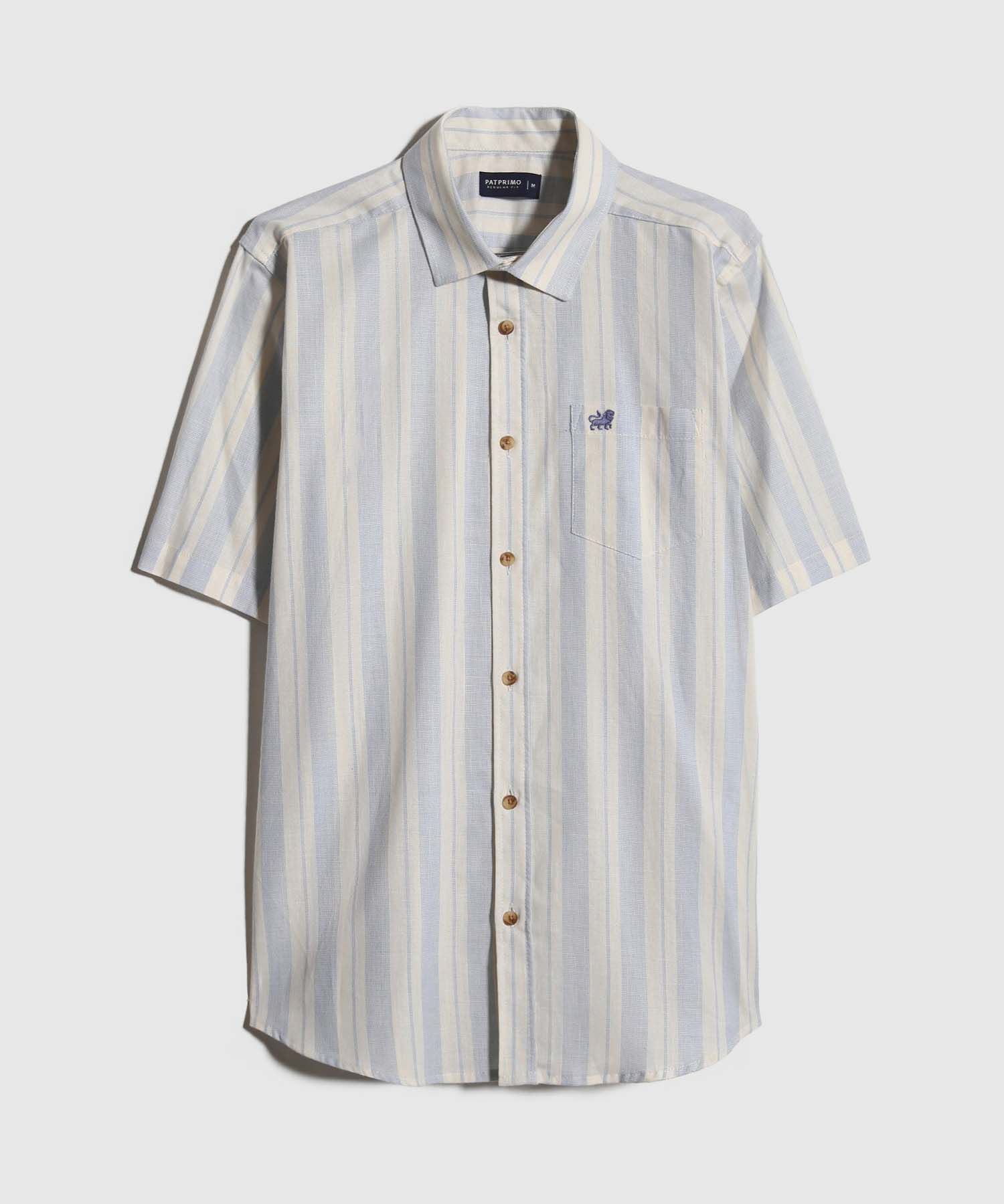 Camisa Preteñida, Manga Corta Con Bolsillo