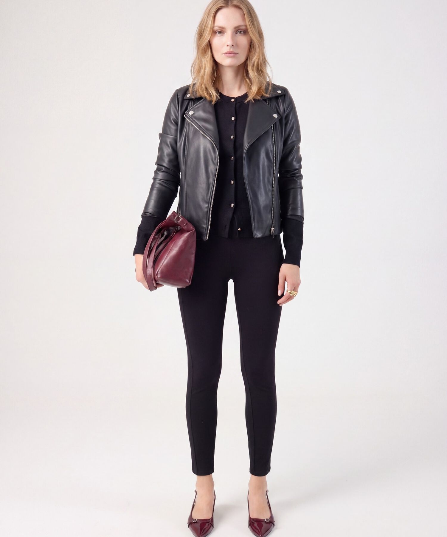 Leggings De Tiro Alto Con Pretina Ancha Mujer