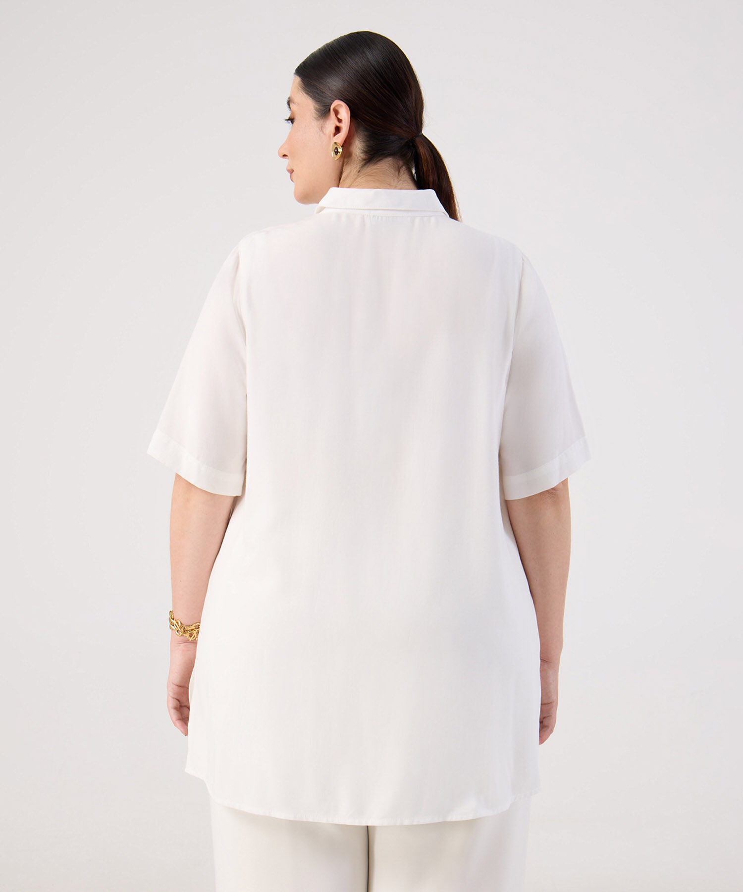 Blusa Manga Corta con Perilla para Mujer Curvy