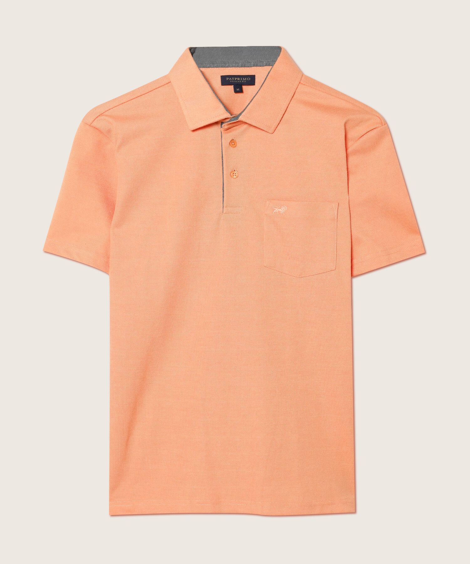 Polo Unicolor, Cuello Duro Con Bolsillo Y Silueta Regular Fit Naranja