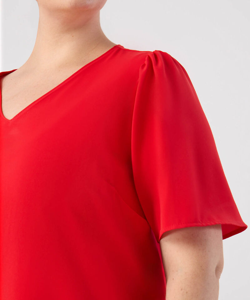 Blusa con Escote V y Manga Mariposa Para Mujer Curvy