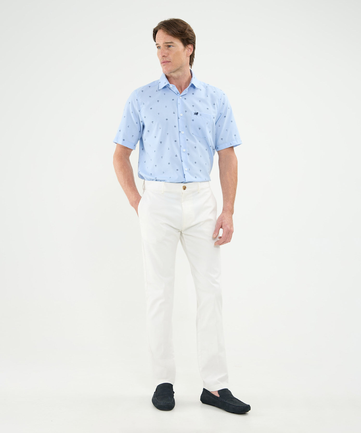 Camisa Manga Corta Estampada Con Bolsillo
