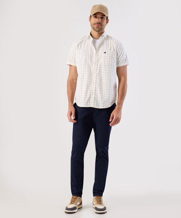 Camisa De Manga Corta Con Microestampado Para Hombre
