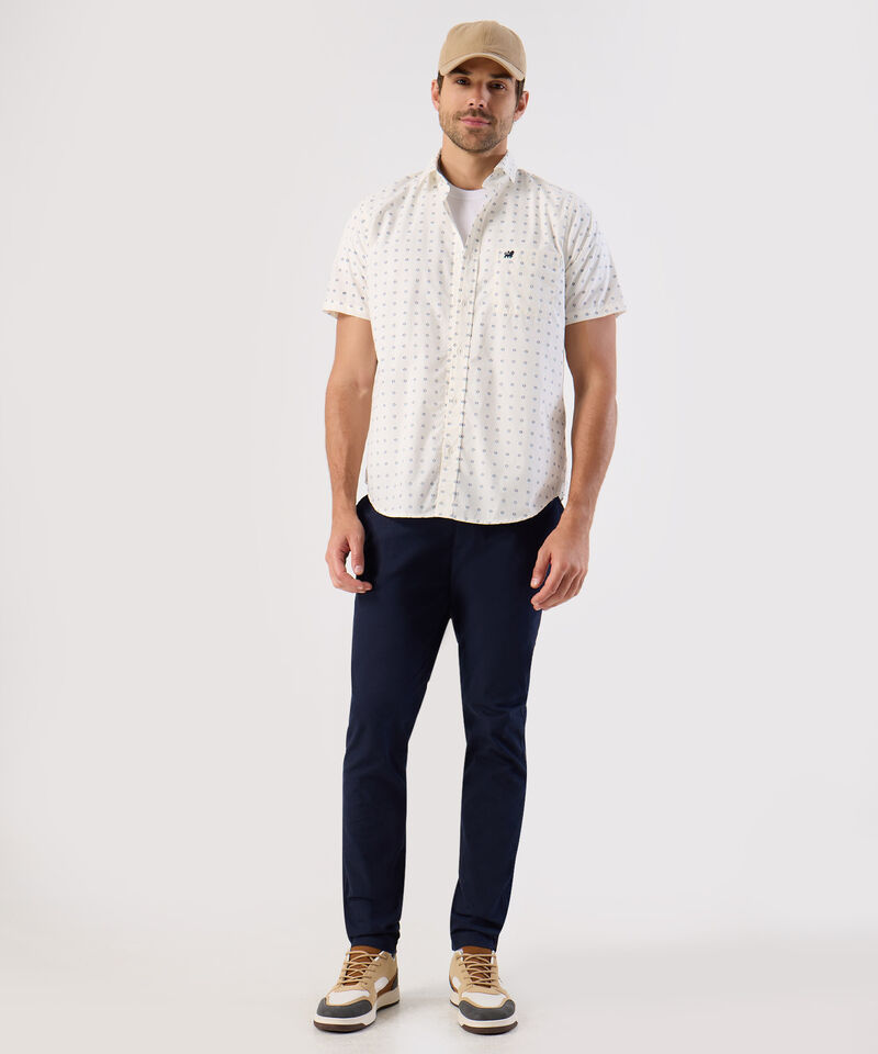 Camisa De Manga Corta Con Microestampado Para Hombre