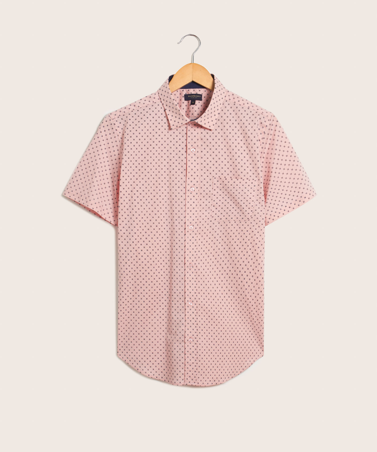 Camisa Manga Corta En Miniprints Con Bolsillo