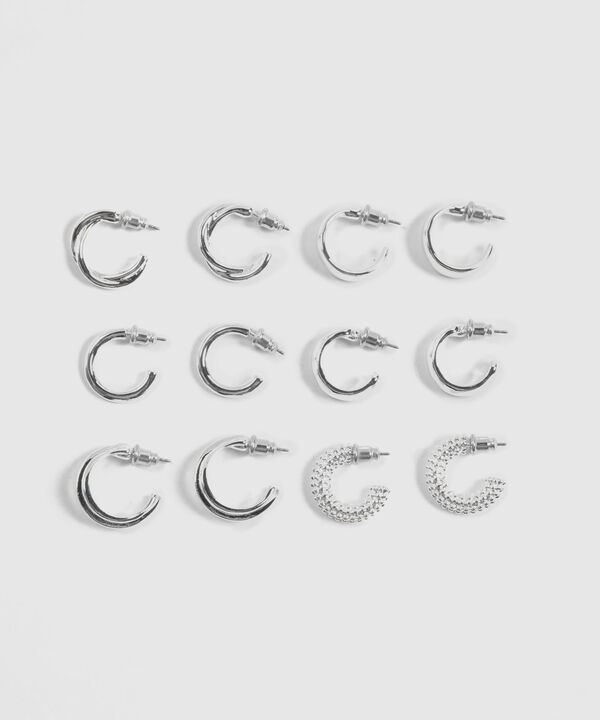 Set x 6 Aretes Plateados en Medialuna image number null