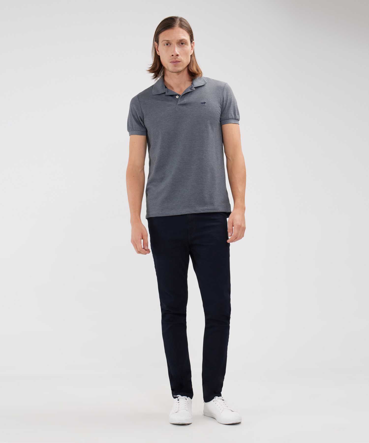 Polo Tejido Unicolor Cuello Y Puños Tejidos,Sin Bolsillo Con Hiladillo.