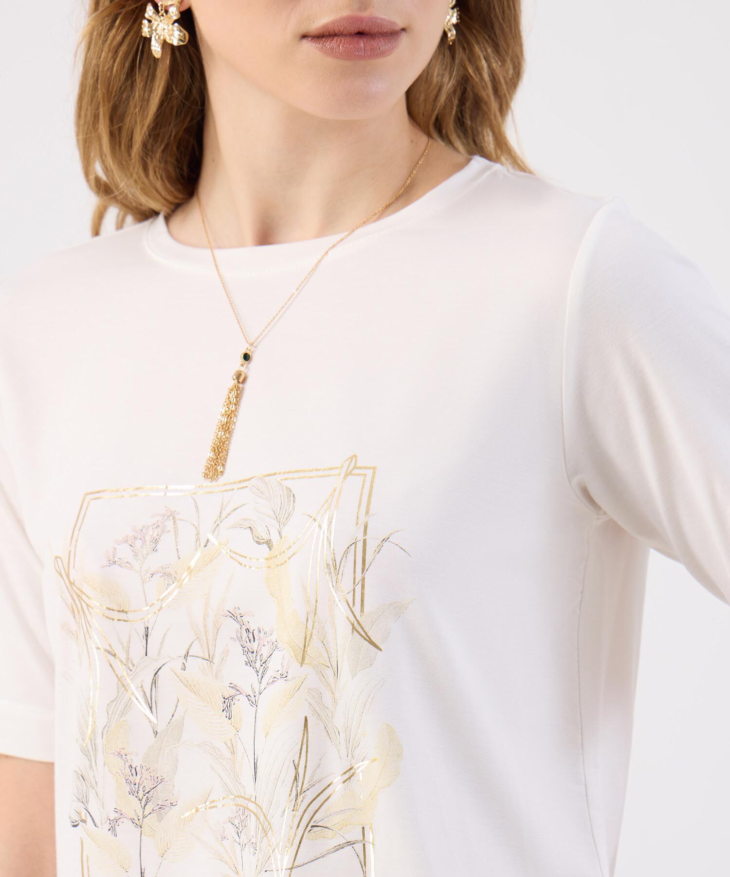 Camiseta Para Mujer Estampado Botánico