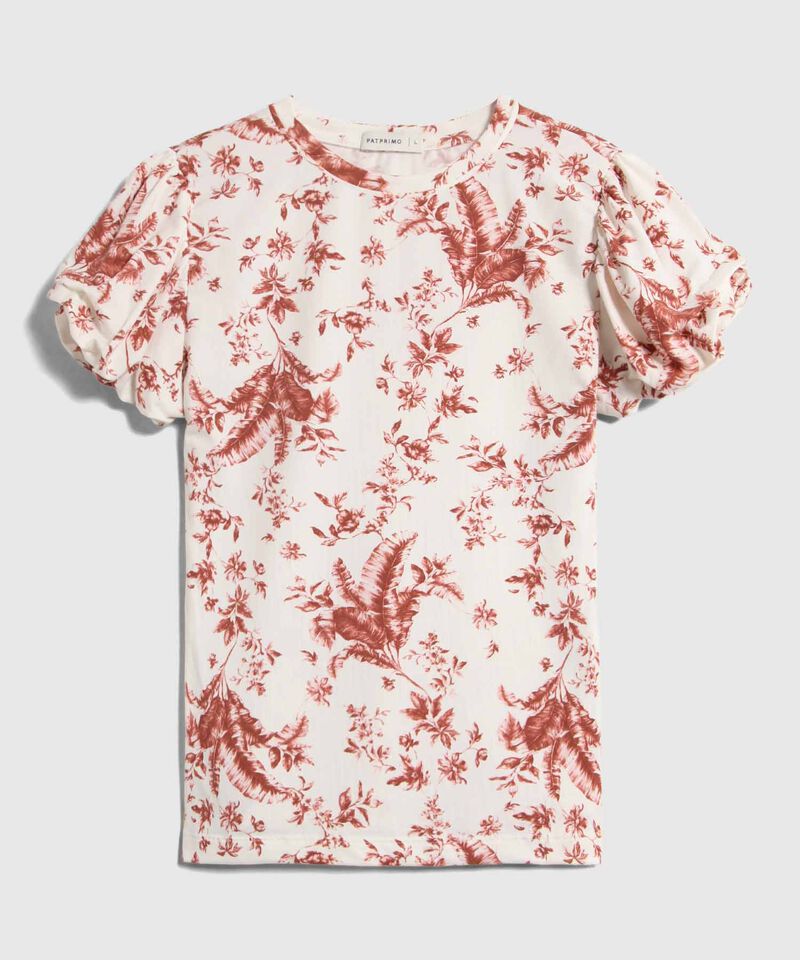 Camiseta Estampada Con Detalle En Mangas 