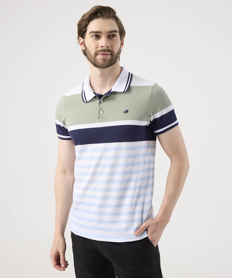 Polo Con Diseño De Bloques Y Franjas 