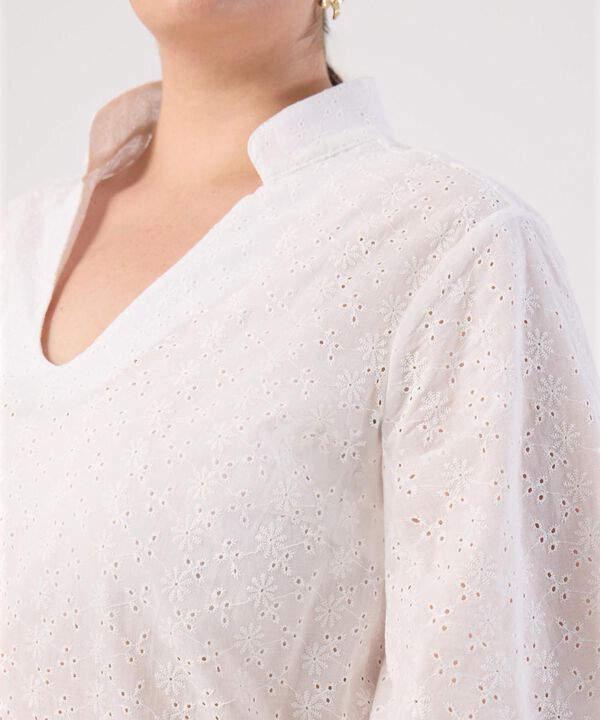 Blusa con Escote V y Manga 3/4 Para Mujer Curvy image number null