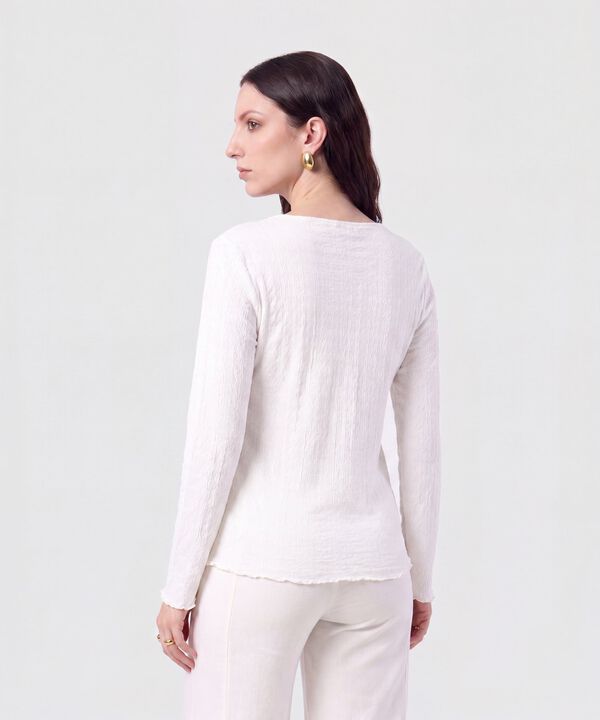 Camiseta Manga Larga Con Botones Para Mujer