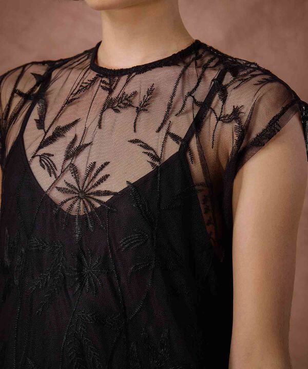 Vestido Corto Mujer Encaje Bordado Transparente image number null