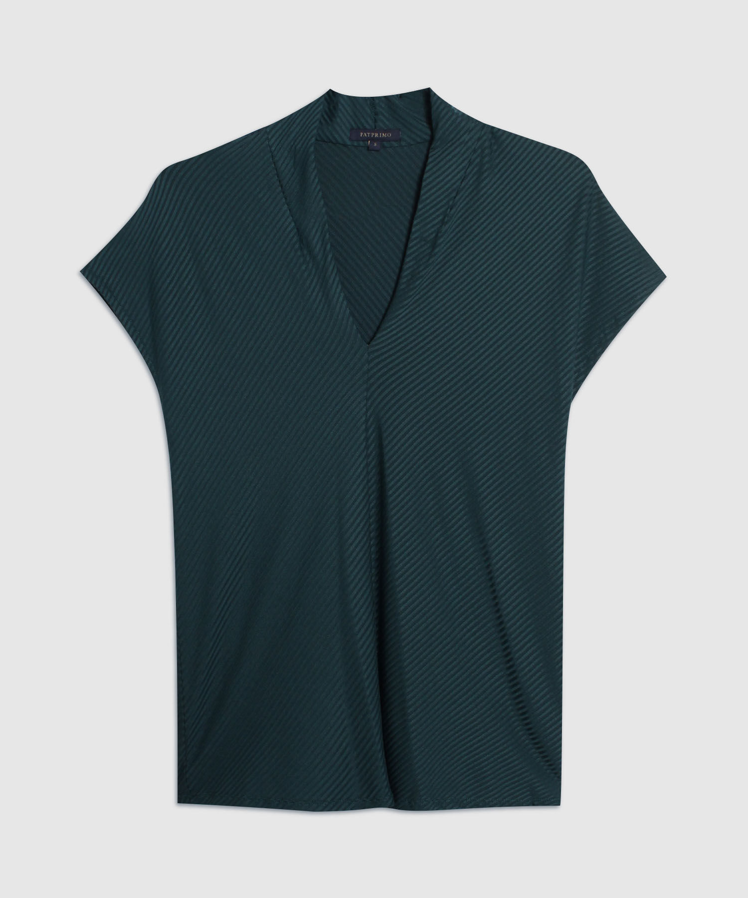 Camiseta Manga Corta Escote En V Unicolor En Rib