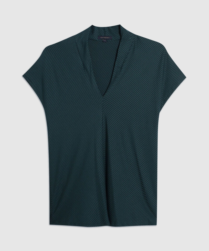 Camiseta Manga Corta Escote En V Unicolor En Rib