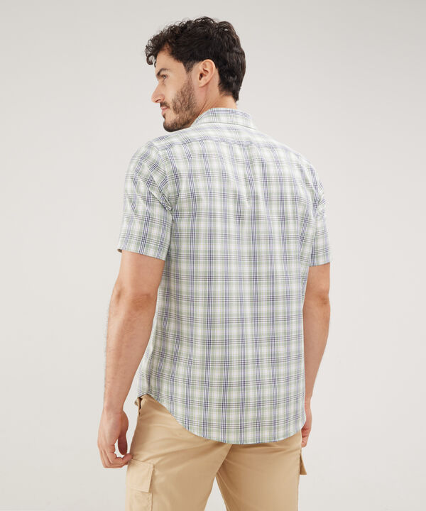 Camisa Preteñida Manga Corta Con Bolsillo Y Sesgo