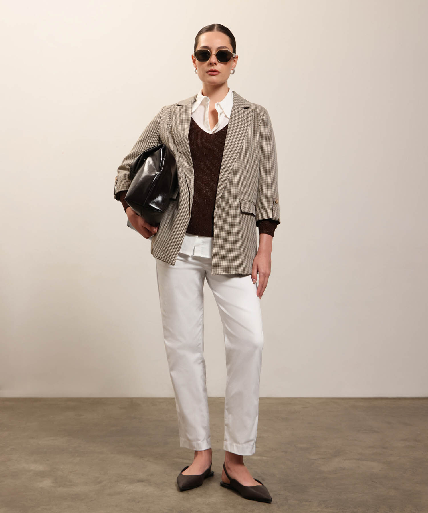 Camisa Manga Larga Con Bolsillo Unicolor En Lino