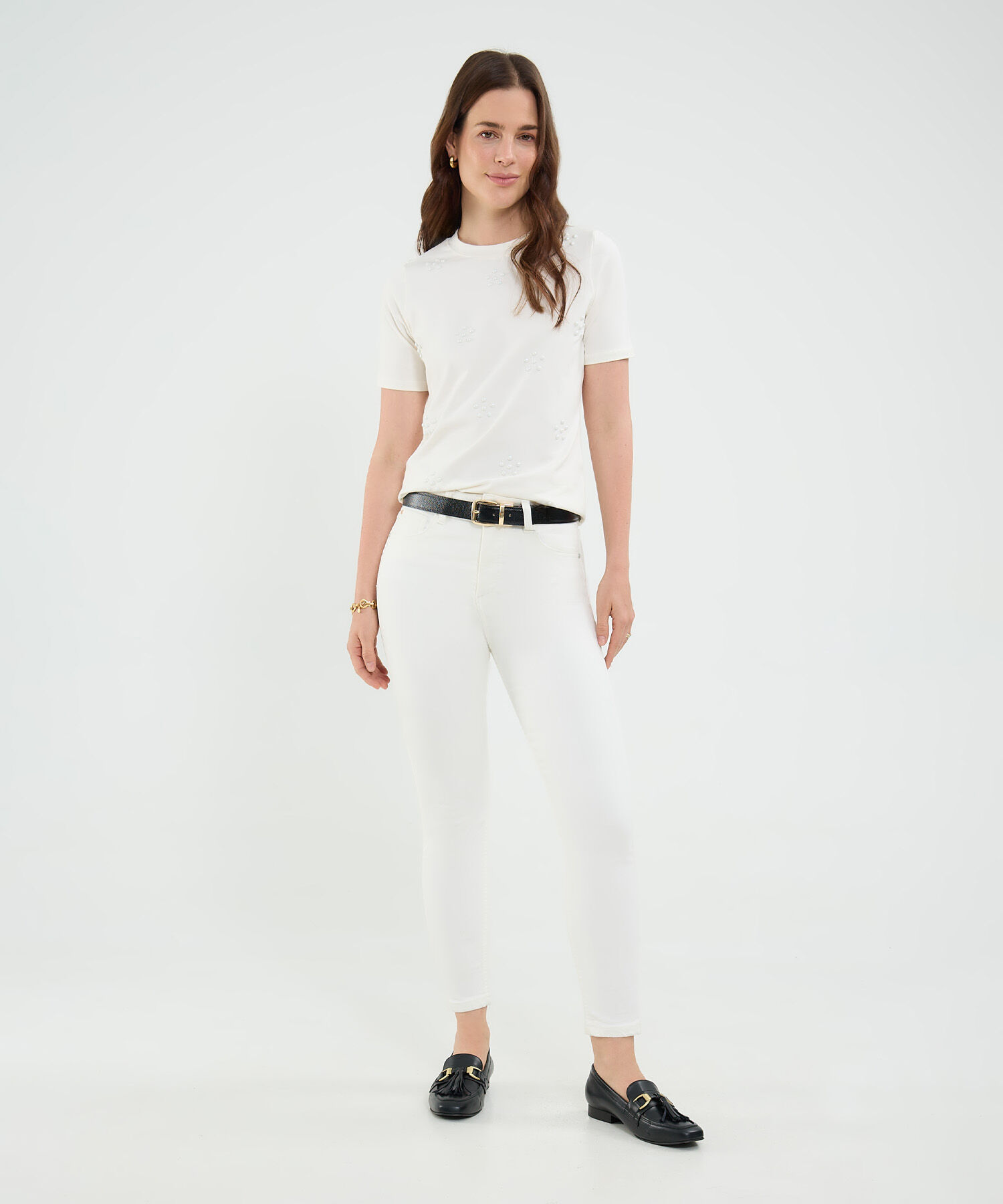 Jean skinny off white para mujer