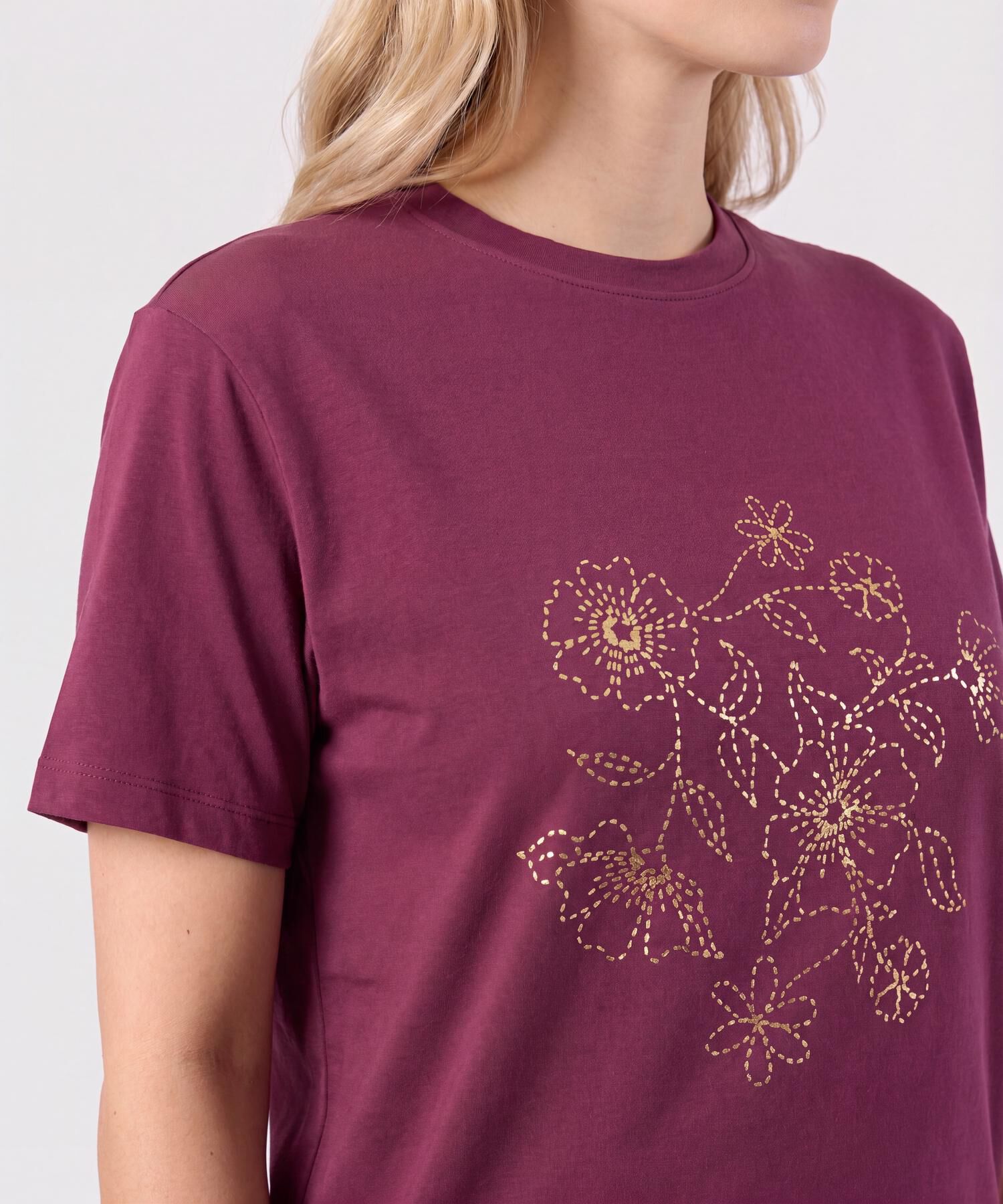 Camiseta Con Bordado De Brillos Para Mujer