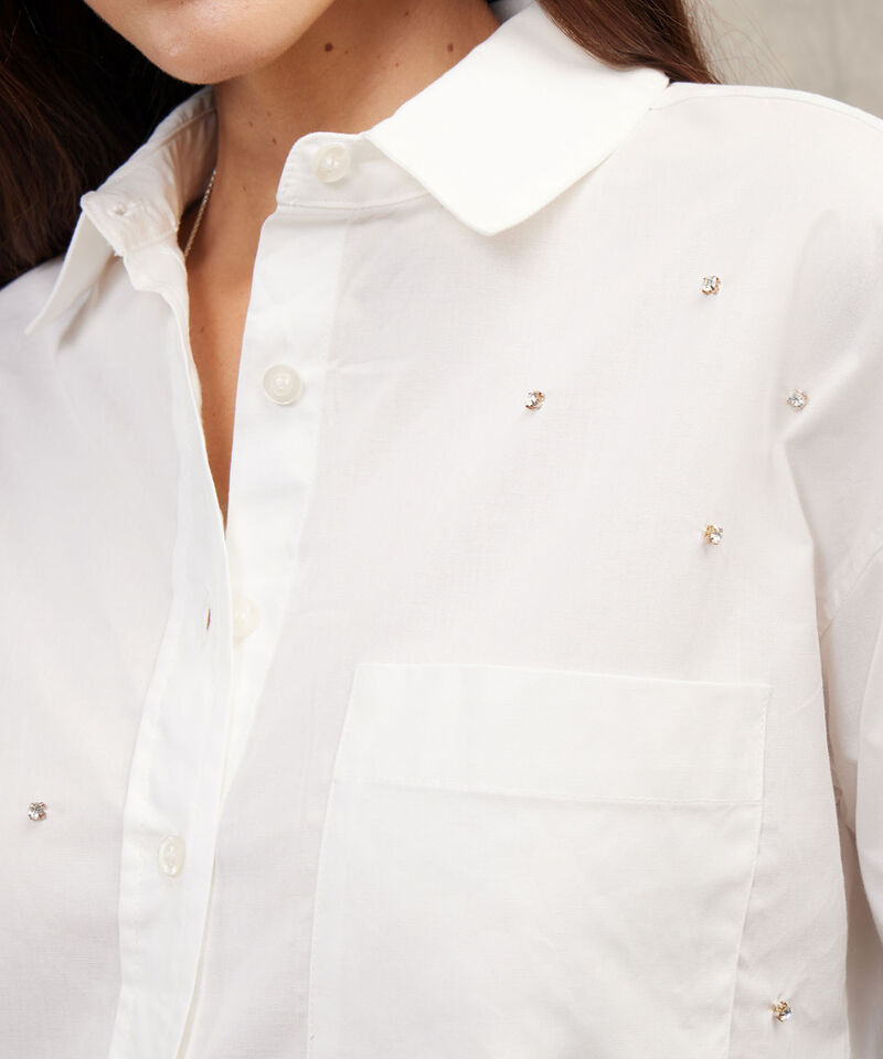Camisa Unicolor Con Pedrería