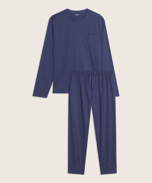 Pijama Unicolor Camiseta Con Screen Manga Larga Y Pantalon Unicolor