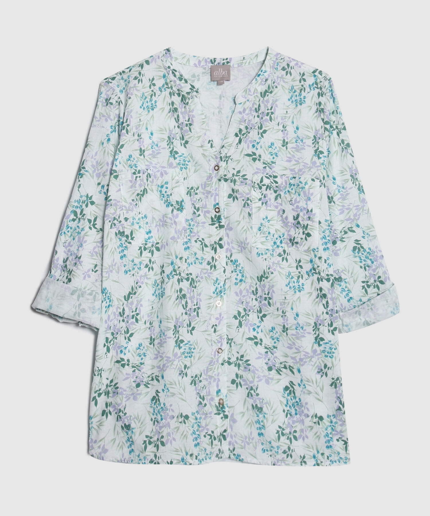 Blusa Estampada, Manga Larga Con Charretera
