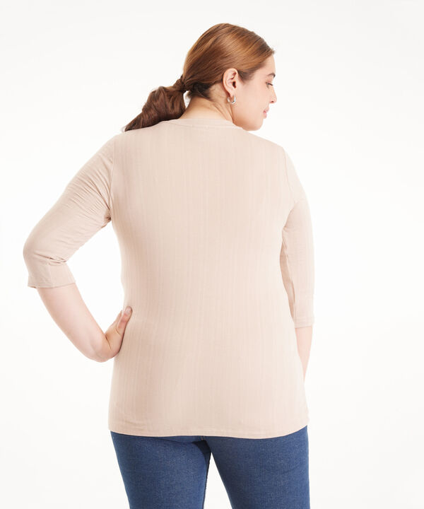 Camiseta Unicolor Con Manga 3/4, Cuello Neru Y Cuello En V, Dolce Vida Alba Linea Moda