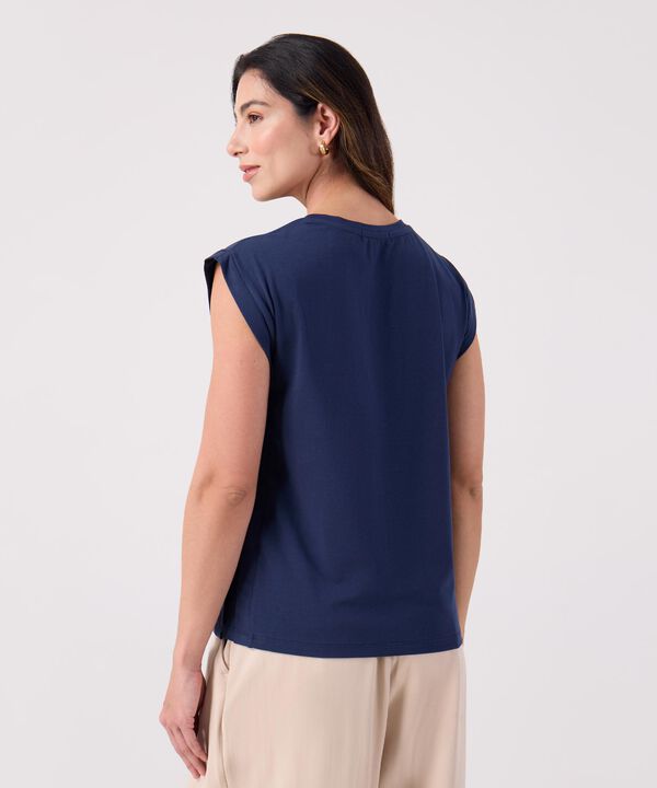 Camiseta Unicolor Cuello Redondo 