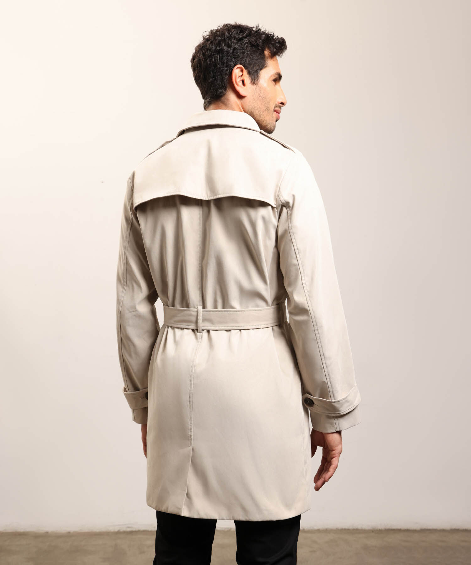 Chaqueta Trench Unicolor Con Cinturon 