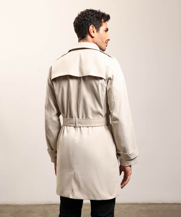 Chaqueta Trench Unicolor Con Cinturon 