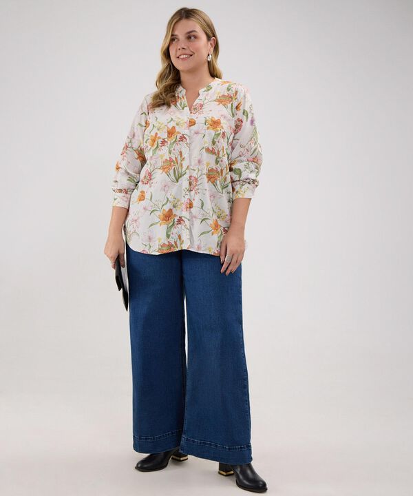 Blusa Estampada, Manga Larga Con Charretera image number null