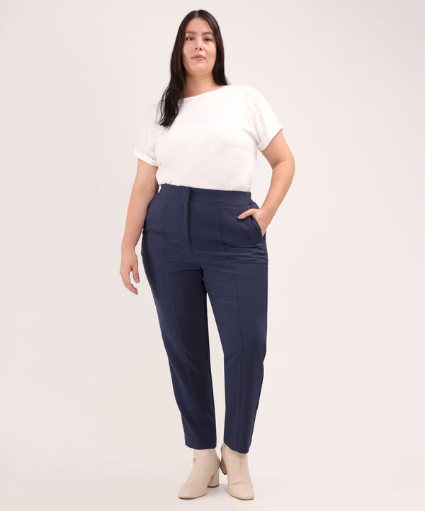 Pantalon Unicolor Con Bolsillos Laterales