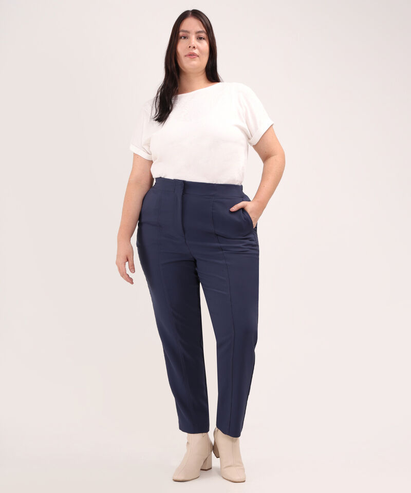 Pantalon Unicolor Con Bolsillos Laterales